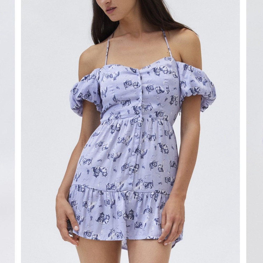 Kimchi Blue Kitty Cat Courtney Cold Shoulder Mini Dress